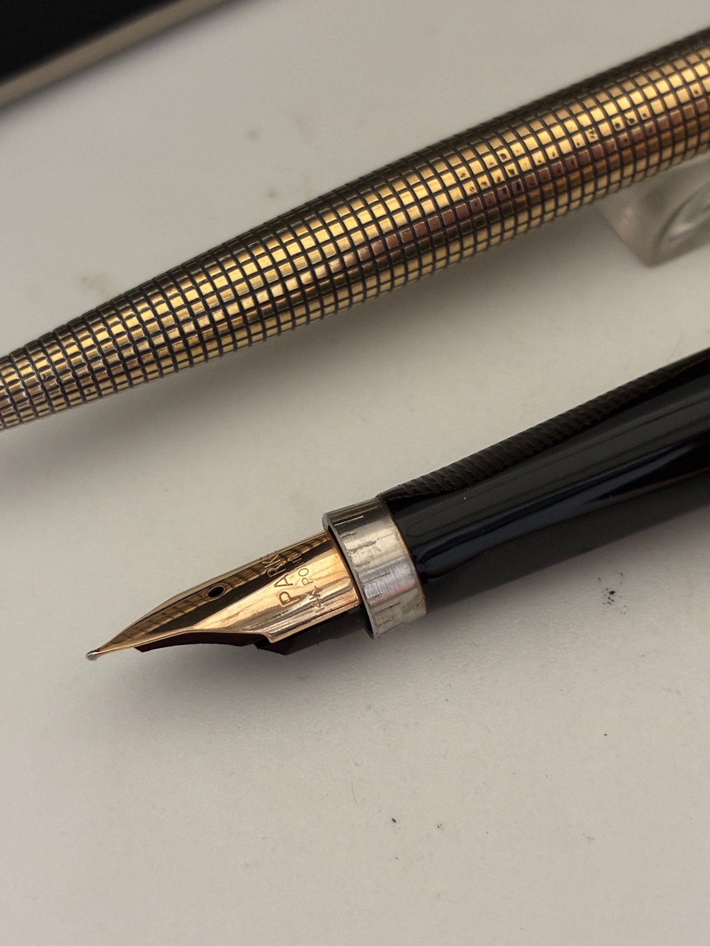 Vintage Parker 75 Cisele Vermeil Fountain & Ball Pen Set