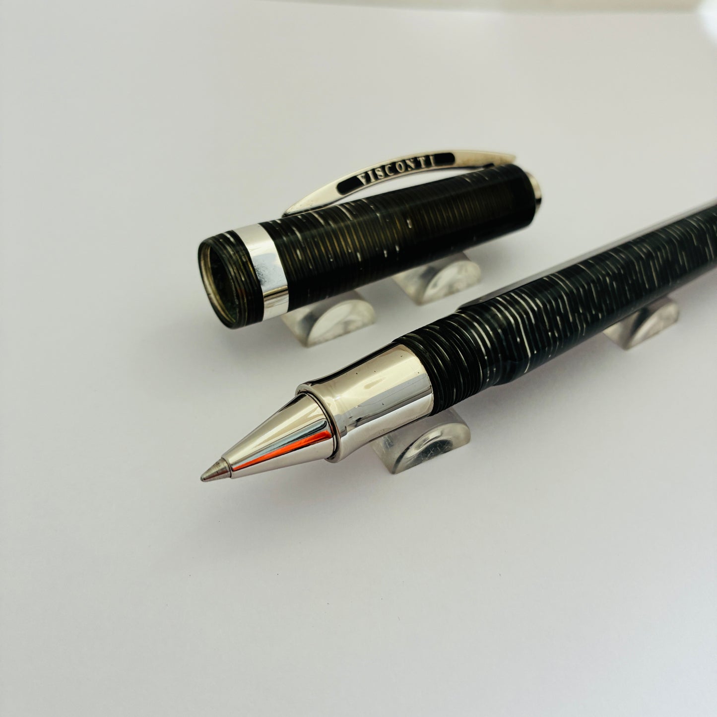 Visconti Wall Street Pearl Grey Celluloid Rollerball Pen