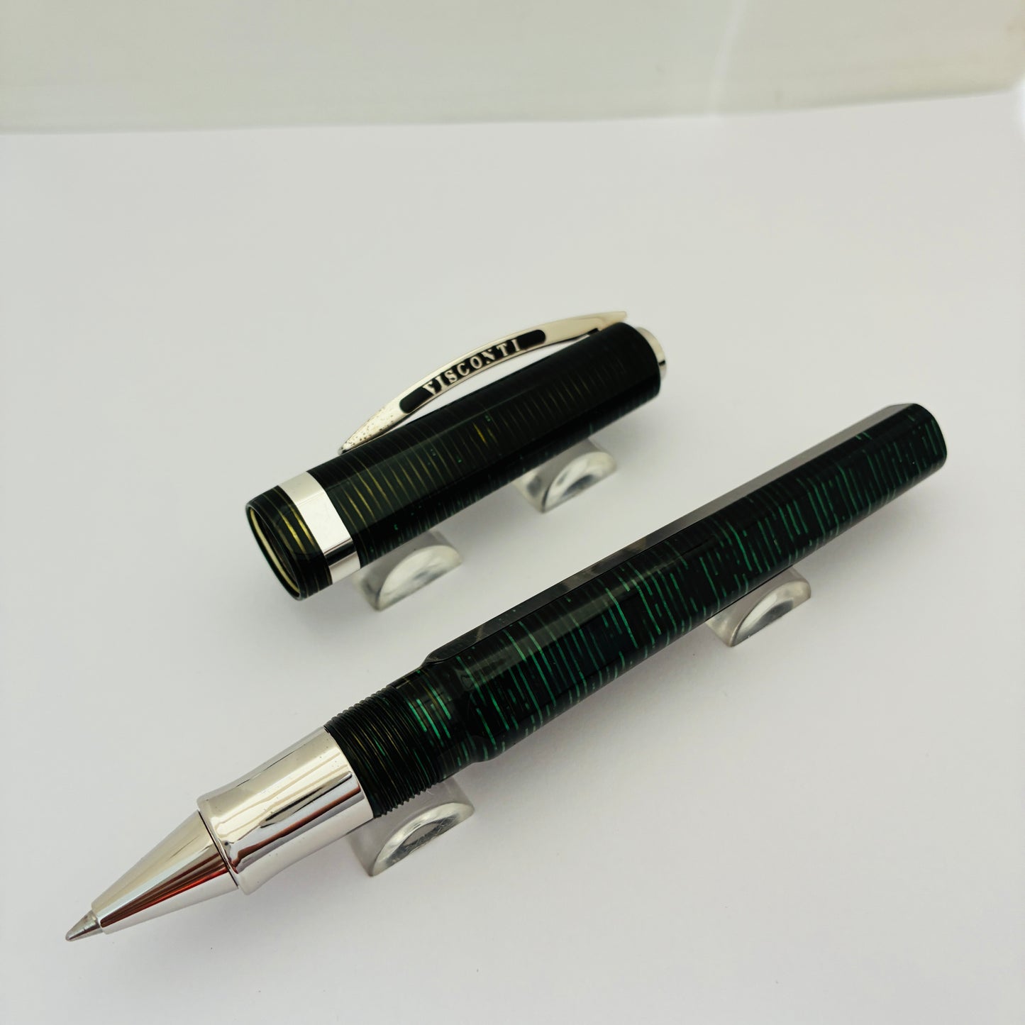 Visconti Wall Street Pearl Green Celluloid Rollerball Pen