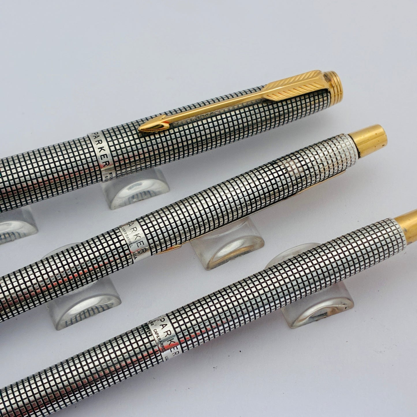 Parker 75 Cisele Fountain Pen, Ball Pen & Pencil with Sterling Silver Made in USA
