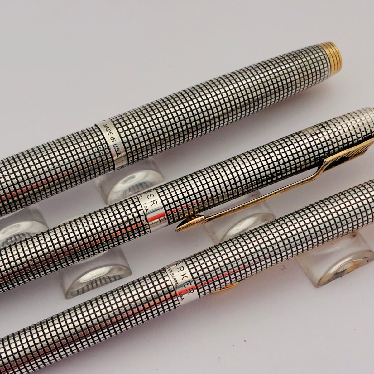 Parker 75 Cisele Fountain Pen, Ball Pen & Pencil with Sterling Silver Made in USA