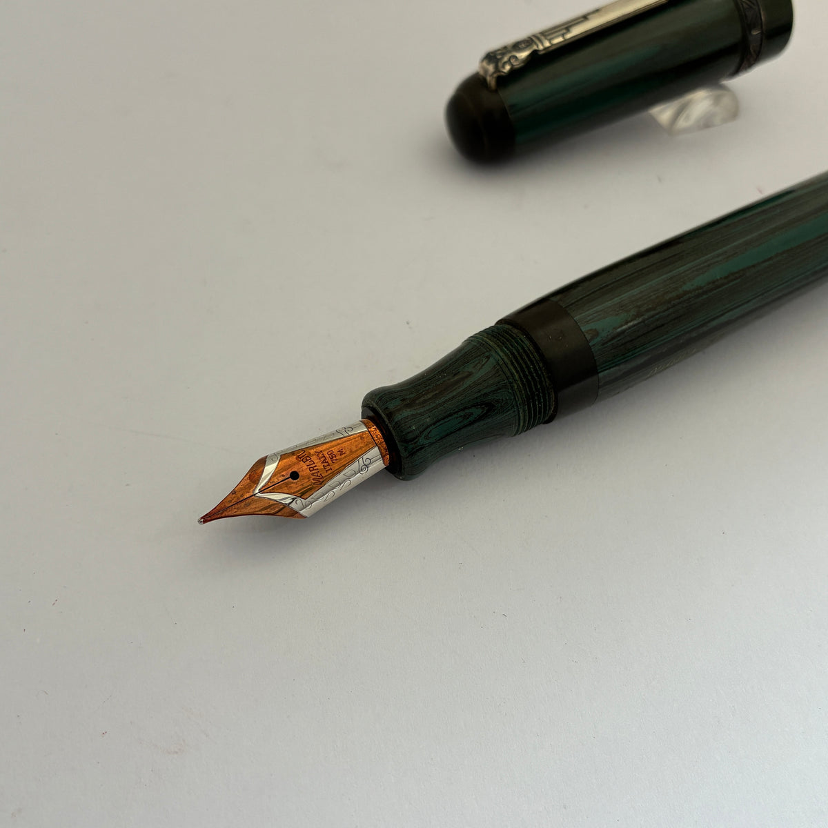Marlen MACCVS Oversize Green Ebonite Fountain Pen - Sterling Silver Trim