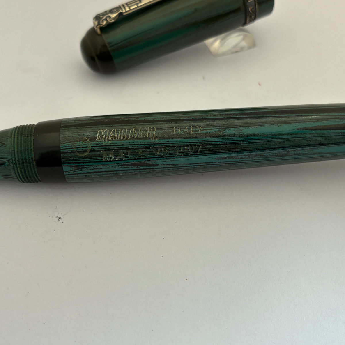 Marlen MACCVS Oversize Green Ebonite Fountain Pen - Sterling Silver Trim