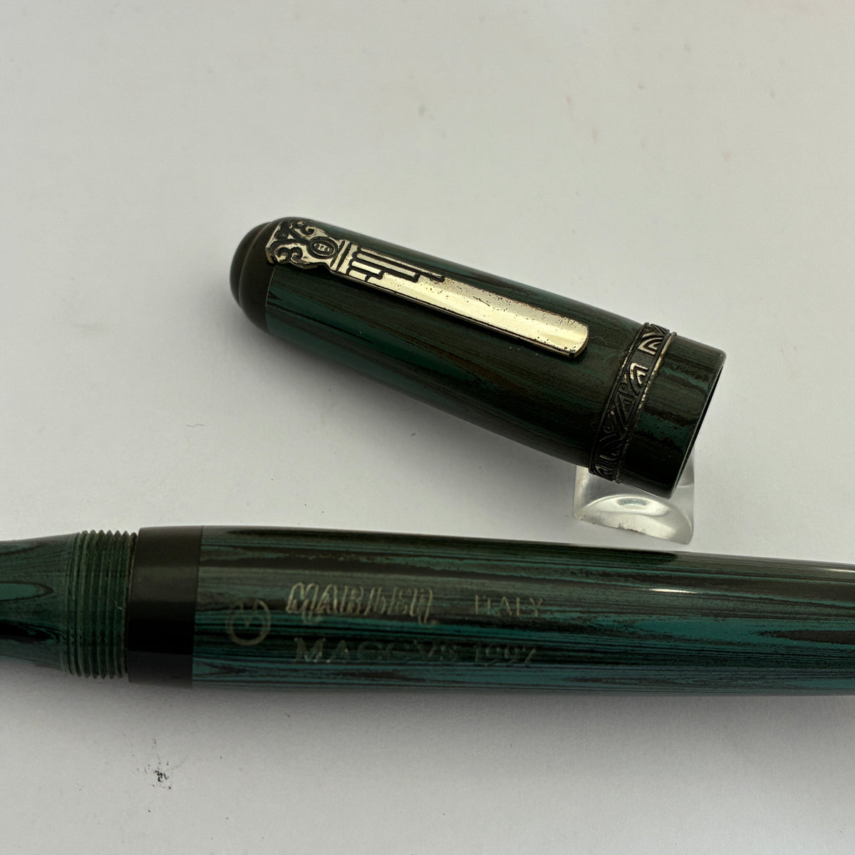 Marlen MACCVS Oversize Green Ebonite Fountain Pen - Sterling Silver Trim