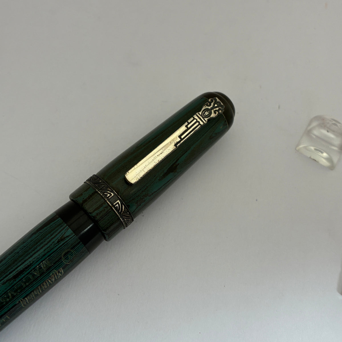 Marlen MACCVS Oversize Green Ebonite Fountain Pen - Sterling Silver Trim
