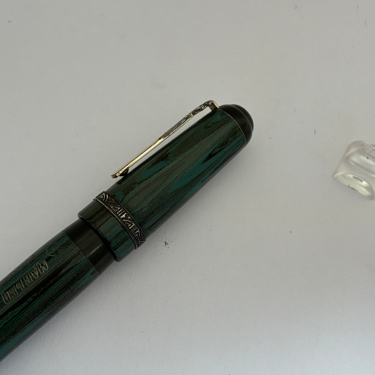 Marlen MACCVS Oversize Green Ebonite Fountain Pen - Sterling Silver Trim