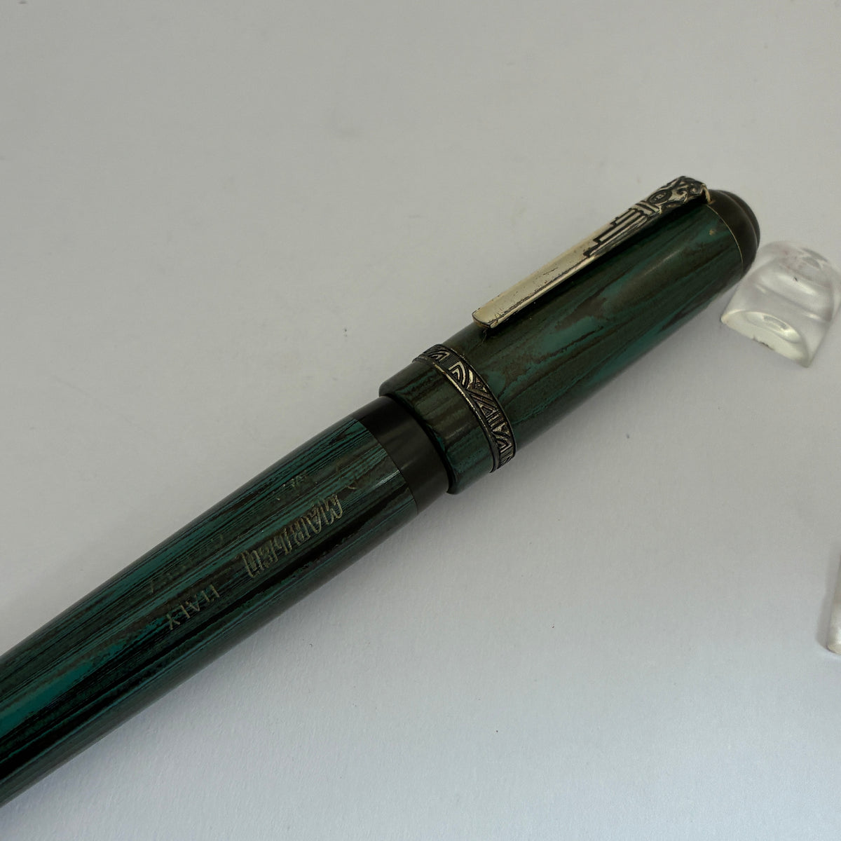 Marlen MACCVS Oversize Green Ebonite Fountain Pen - Sterling Silver Trim