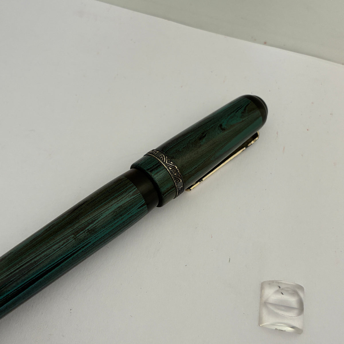 Marlen MACCVS Oversize Green Ebonite Fountain Pen - Sterling Silver Trim