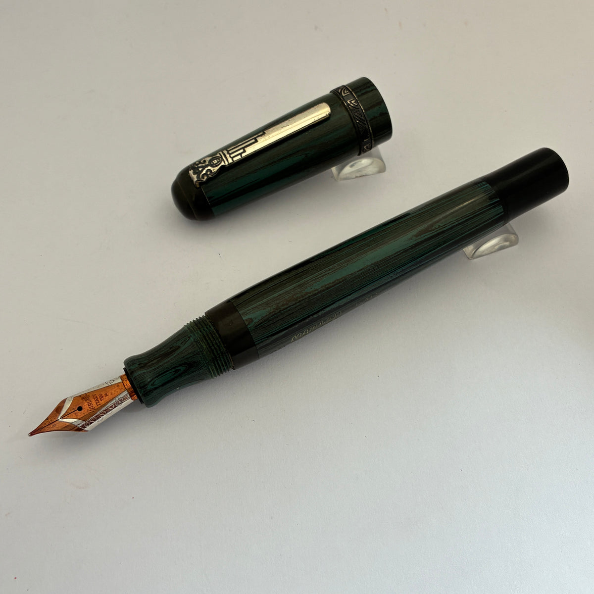 Marlen MACCVS Oversize Green Ebonite Fountain Pen - Sterling Silver Trim