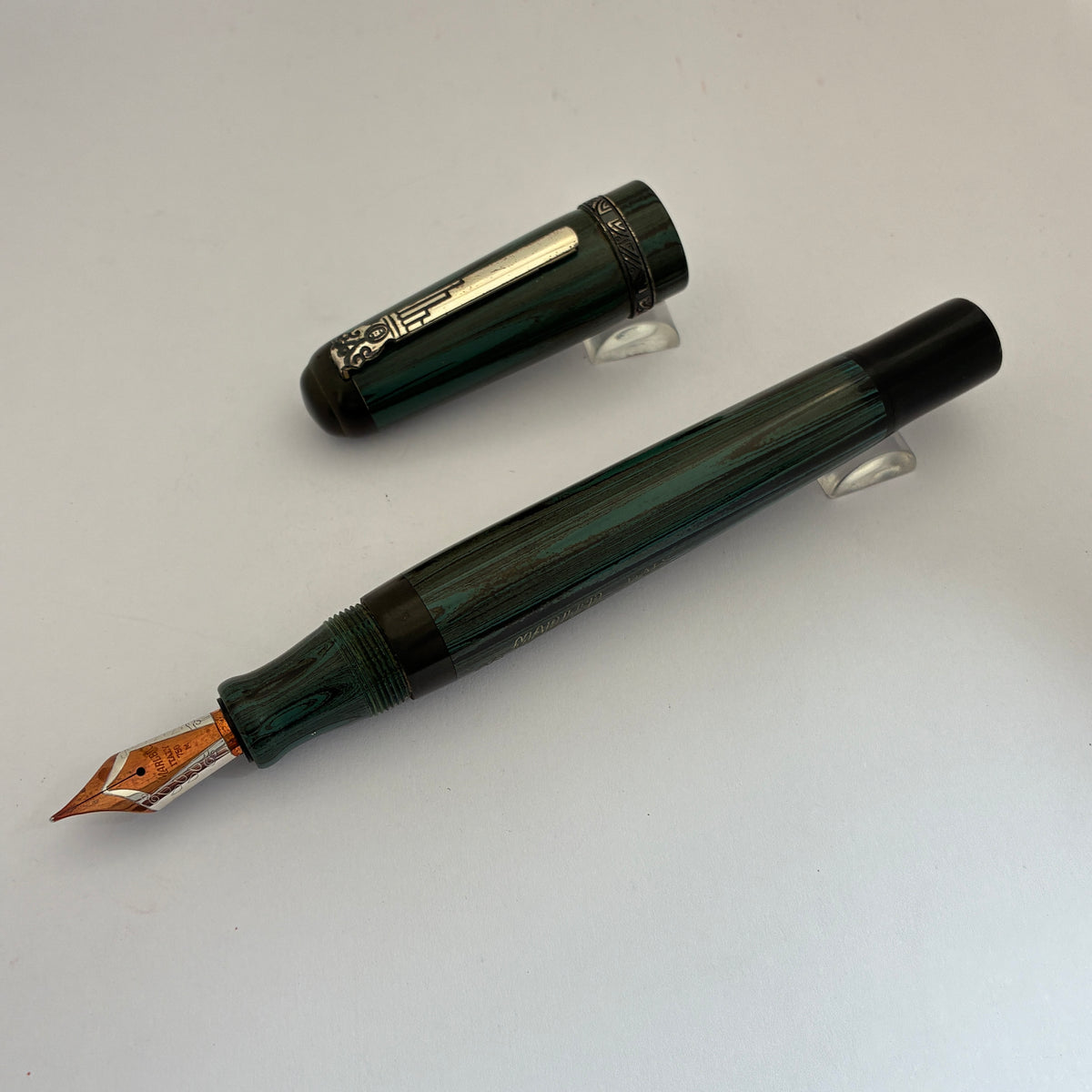 Marlen MACCVS Oversize Green Ebonite Fountain Pen - Sterling Silver Trim