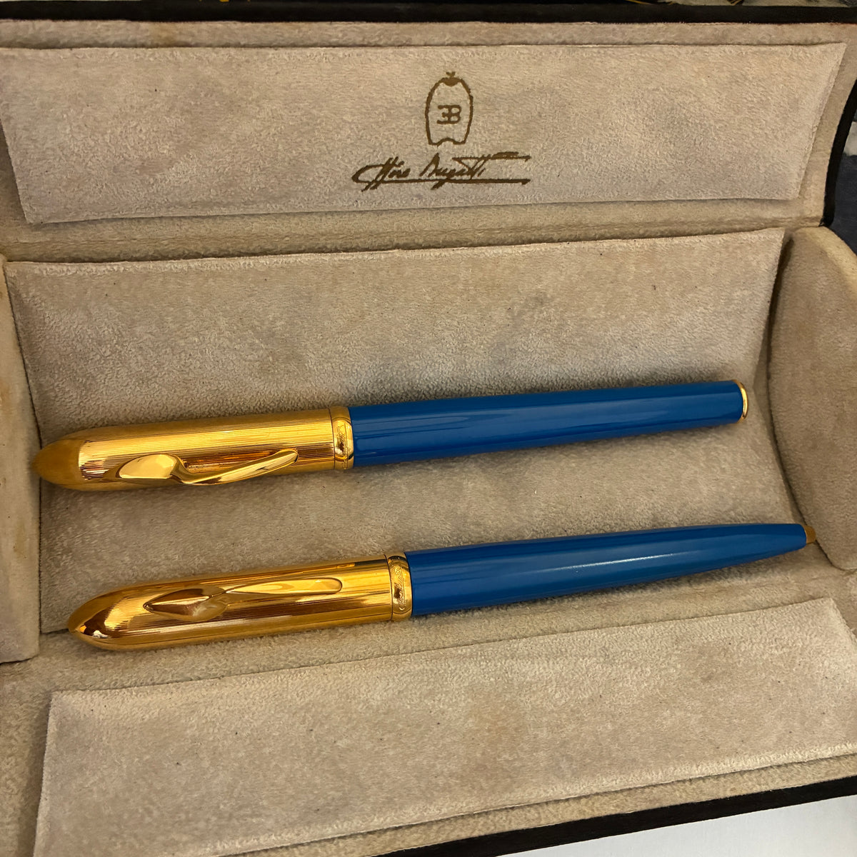 Ettore Bugatti Stylos Blue Gold-Plated Fountain Pen by Montegrappa
