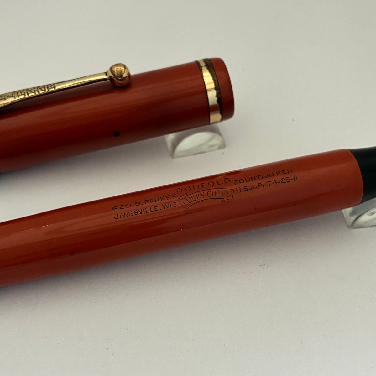 Parker Duofold Red Senior Lucky Curve Fountain Pen- Button Filler