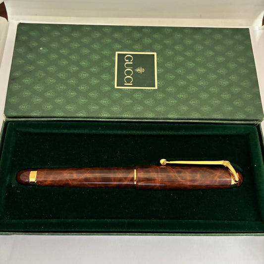 Gucci Red Marble Resin Fountain Pen