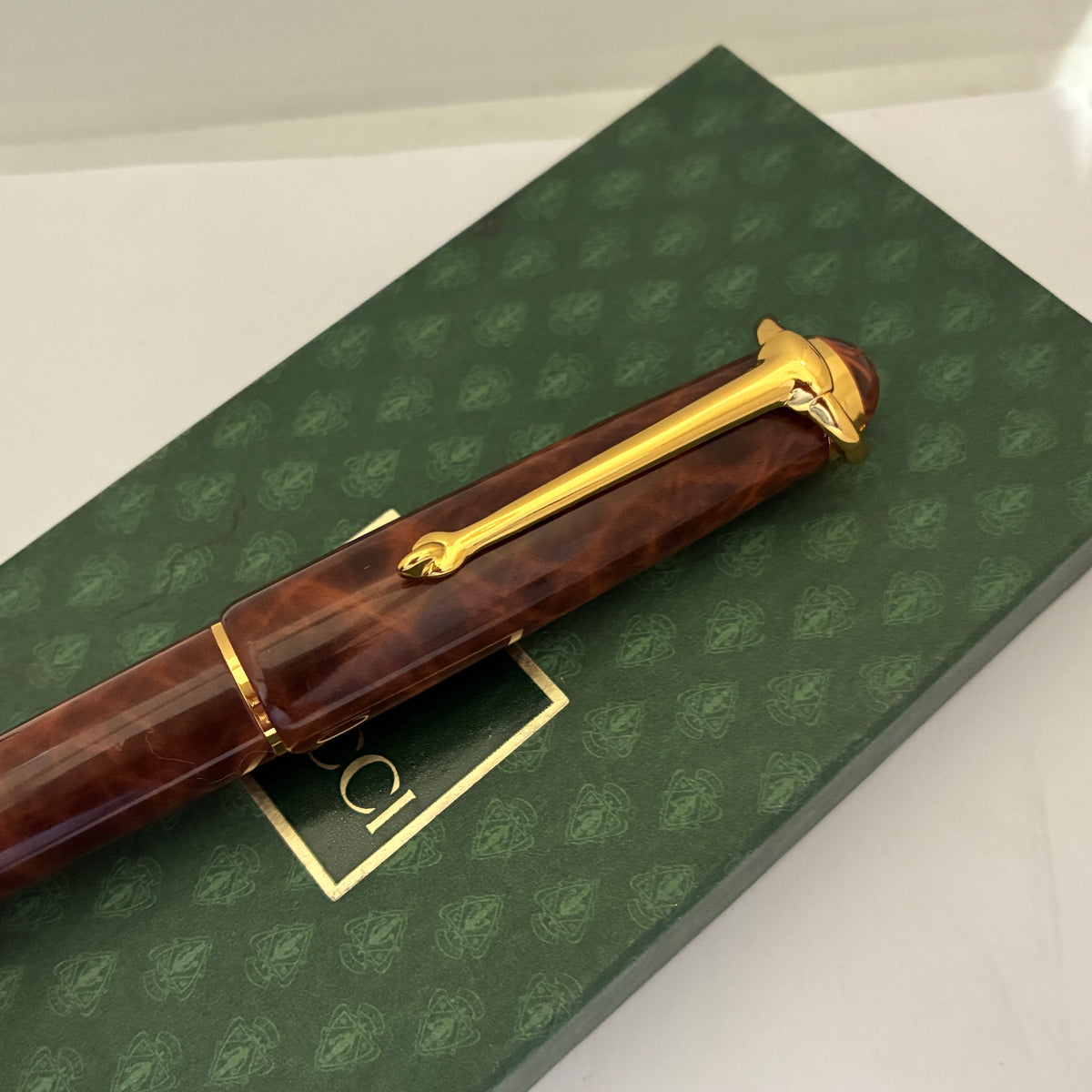 Gucci Red Marble Resin Fountain Pen
