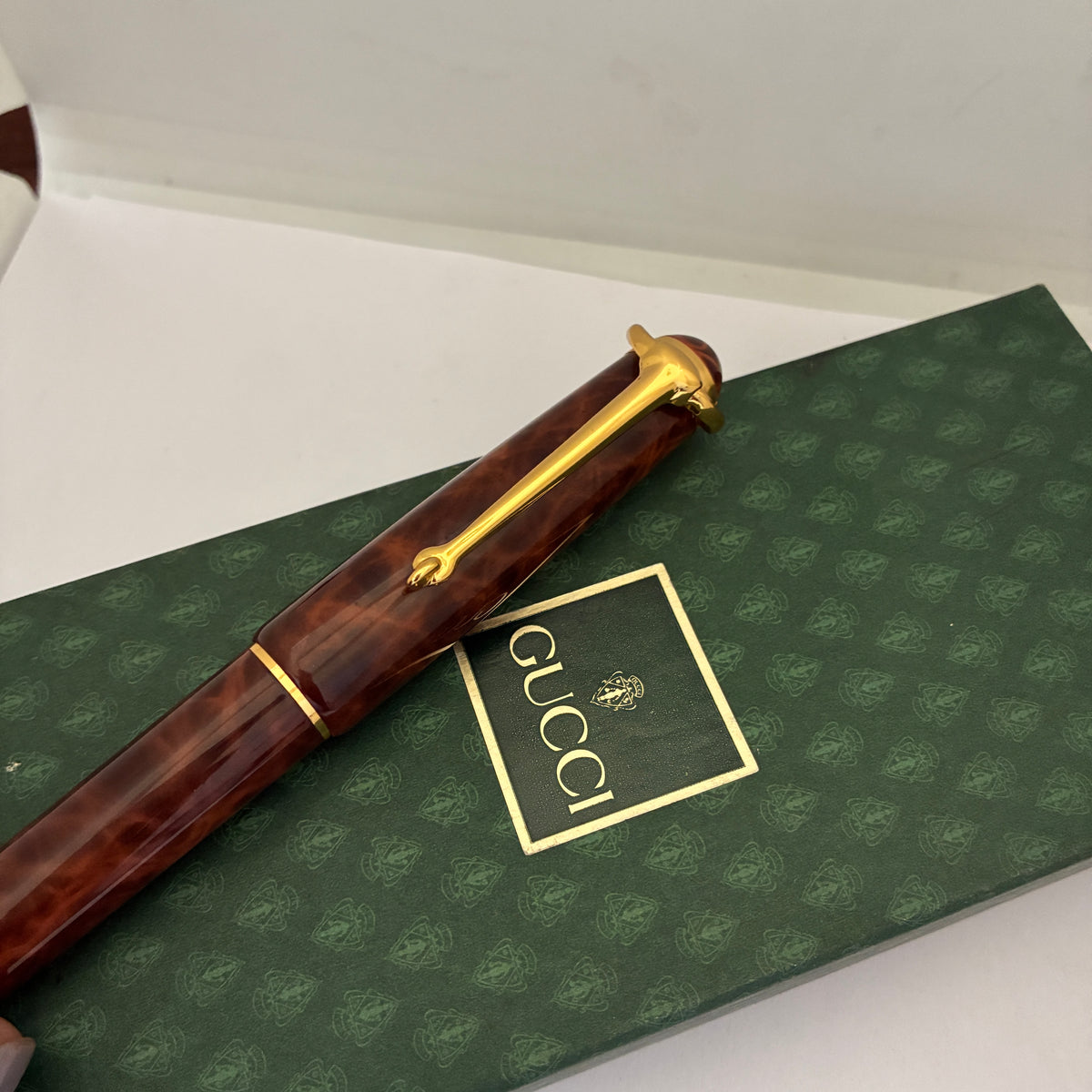 Gucci Red Marble Resin Fountain Pen