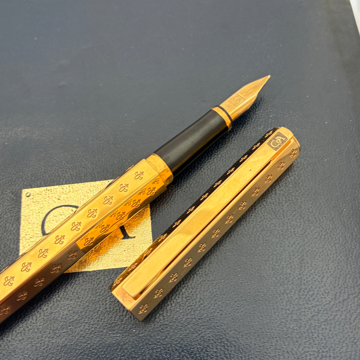 Caran d'Ache Ecridor Fountain Pen - Chevron Gilded - 18Kt Gold Nib