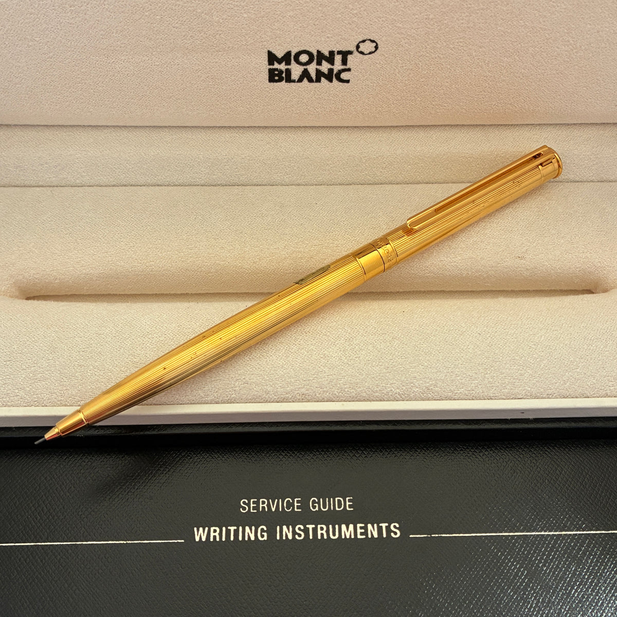 Vintage Montblanc Noblesse Obliqe Gold Plated Pinstriped Mechanical Pencil