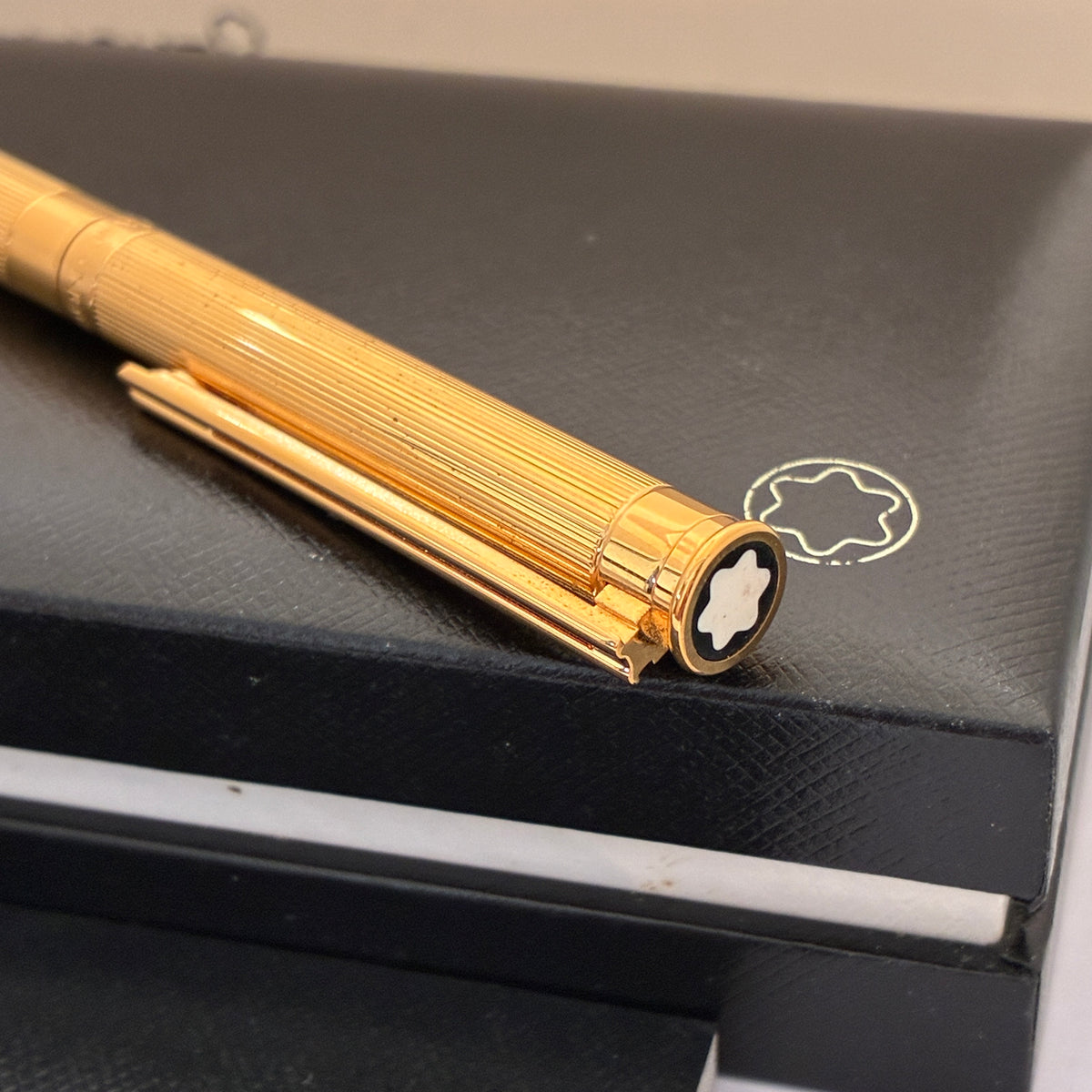 Vintage Montblanc Noblesse Obliqe Gold Plated Pinstriped Mechanical Pencil
