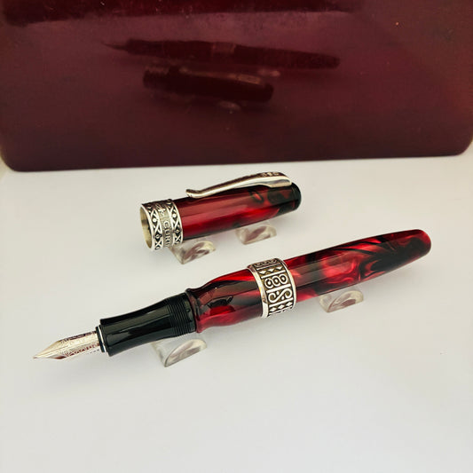 Curtis Australia Elegance Fountain Pen Red w Sterling Silver Appointment