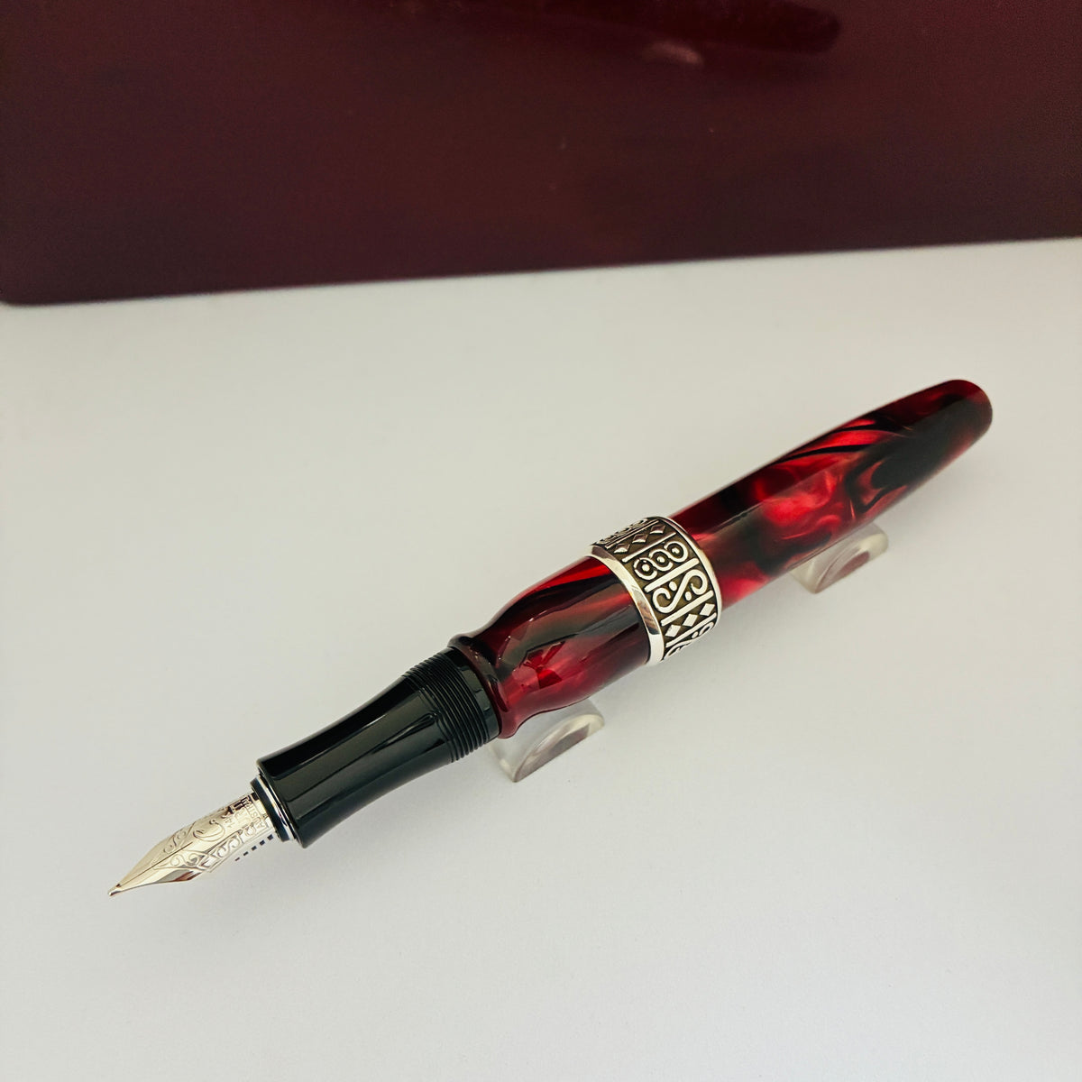Curtis Australia Elegance Fountain Pen Red w Sterling Silver Appointment