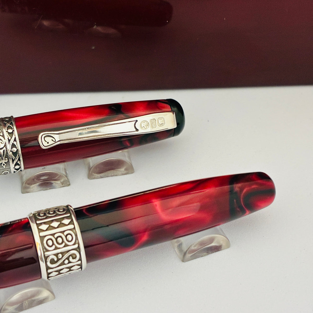 Curtis Australia Elegance Fountain Pen Red w Sterling Silver Appointment