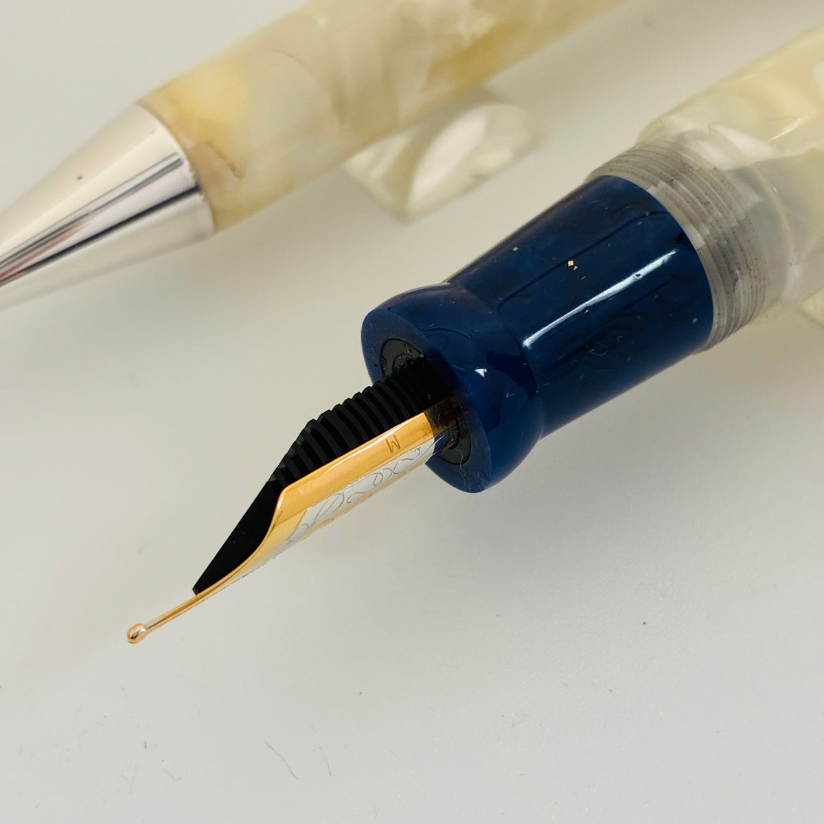 Delta Israel 50 LE Fountain Pen Set - White & Blue Resin, Sterling Trim