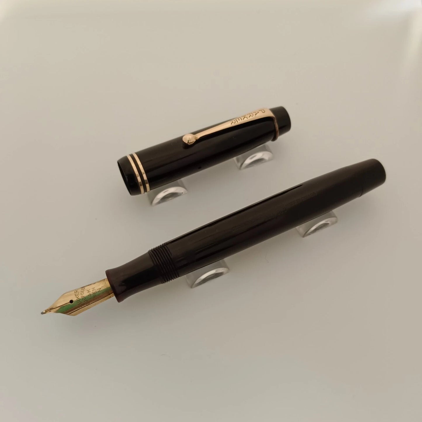 Vintage Parker Duofold Junior Black Fountain Pen Two Bands