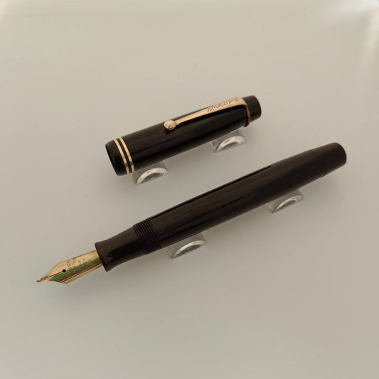 Vintage Parker Duofold Junior Black Fountain Pen Two Bands