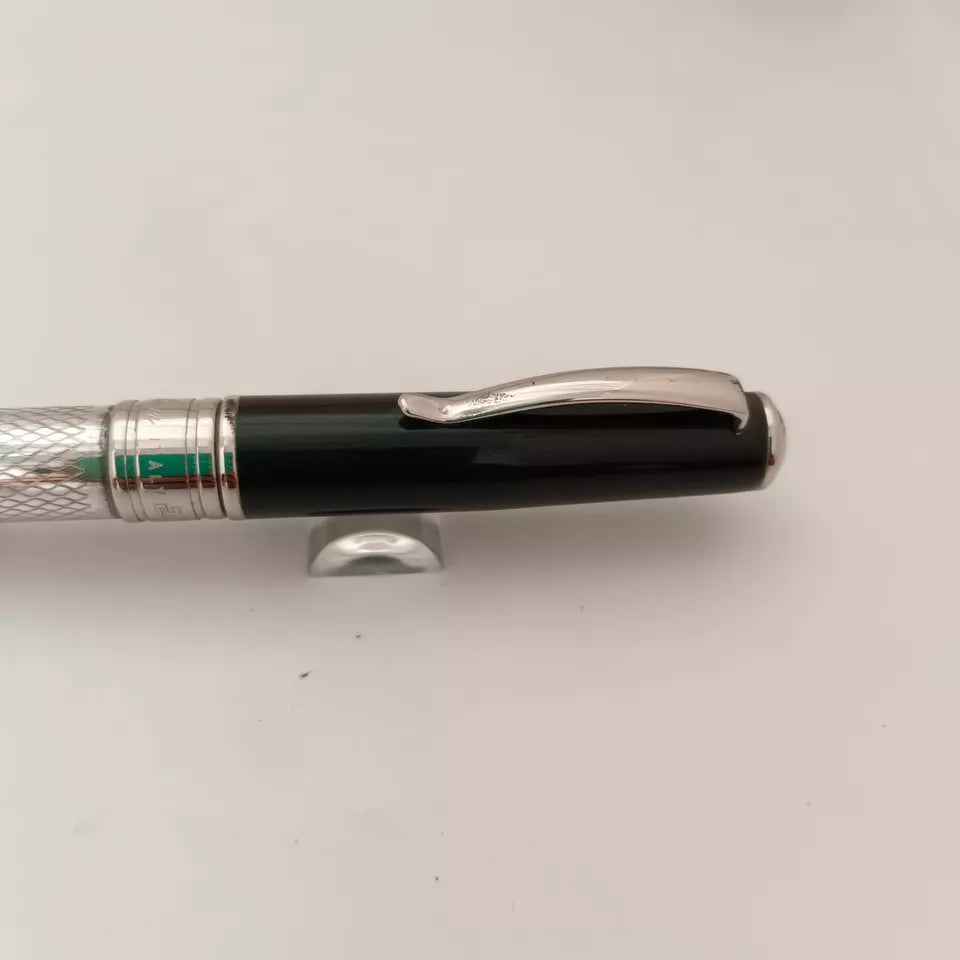 Marlen 925 Sterling Silver Green Lacquer Cap Ball Pen