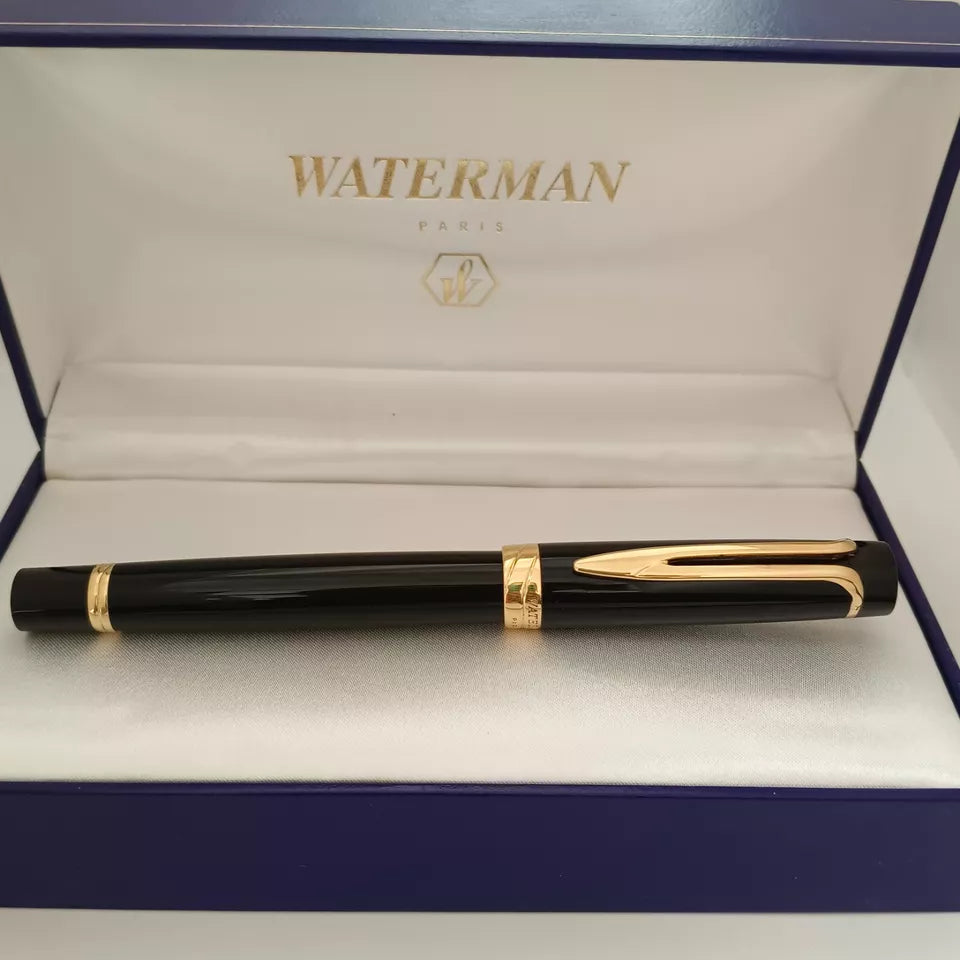 Waterman Liaison 18K / 750 Nib F Fountain Pen Black Gold Plated