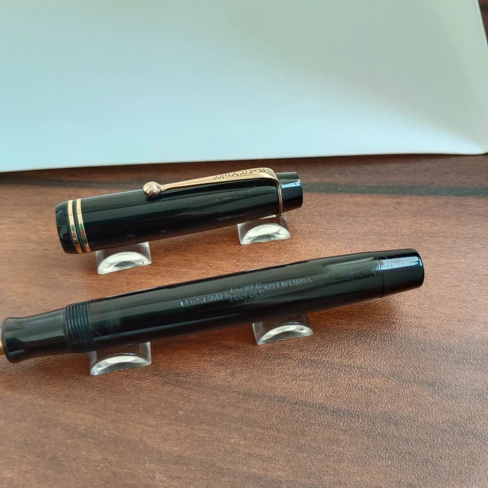 Vintage Parker Duofold Junior Black Fountain Pen Two Bands