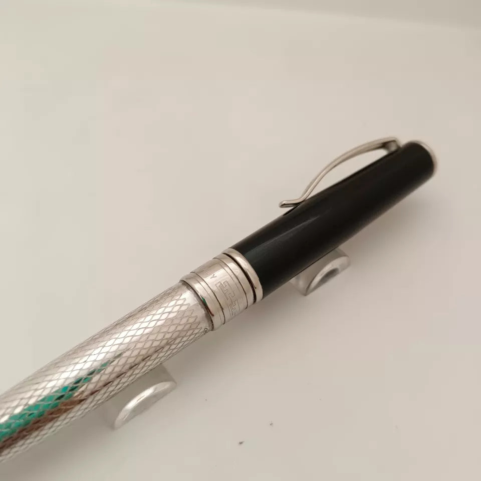 Marlen 925 Sterling Silver Green Lacquer Cap Ball Pen