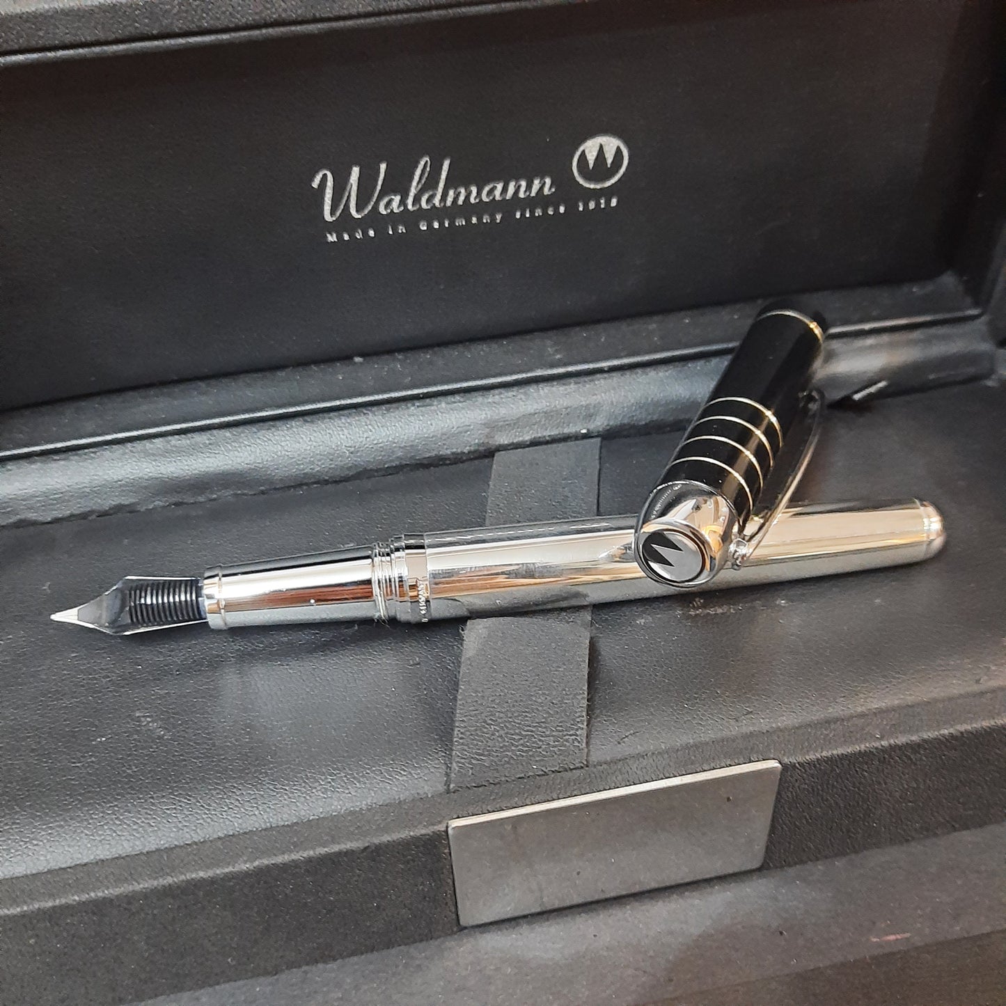 Waldmann Black Cap Sterling Silver Fountain Pen Made In Germany