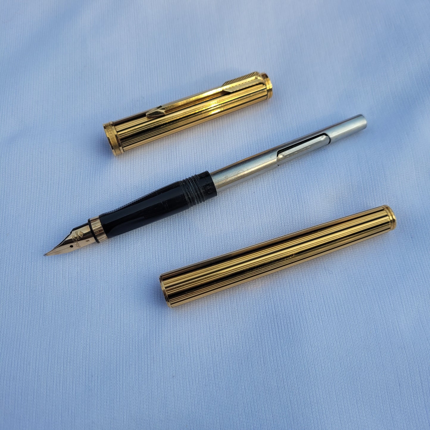 Parker Premier Fountain Pen Gold Plated & Lacquer Black Striped
