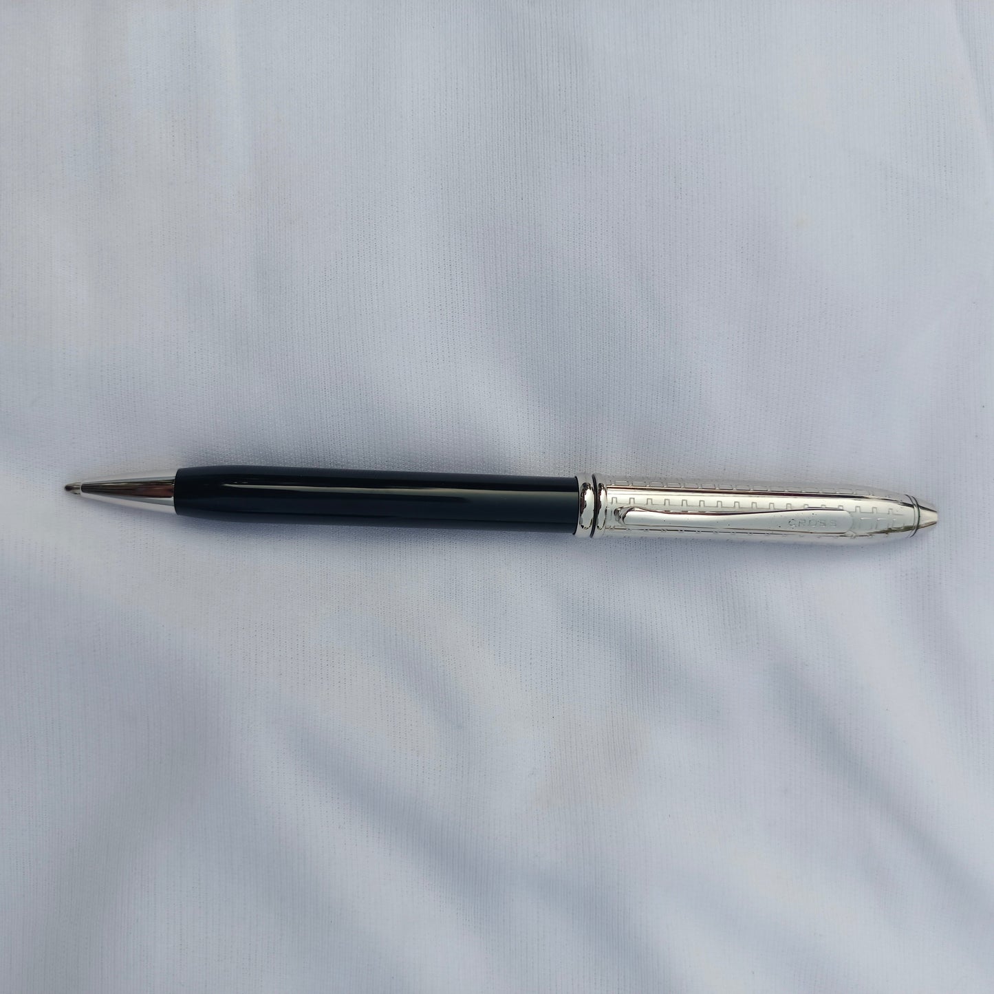 Cross Townsend Ball Pen Black Lacquer Barrel With Diamond Cut Rhodium Cap