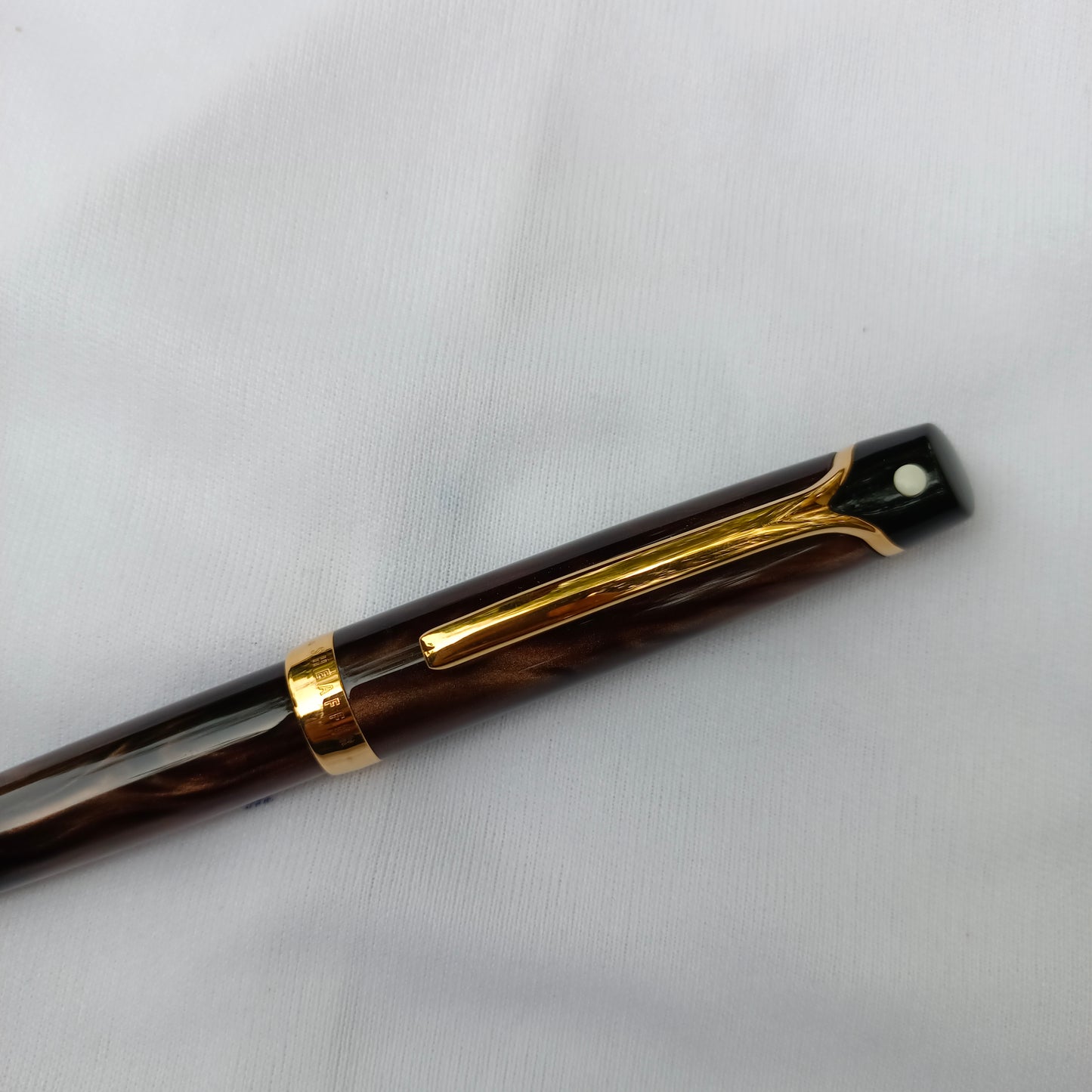 Sheaffer Valor Brown Marbled Polished Finish W/ Palladium Plated Ball Pen