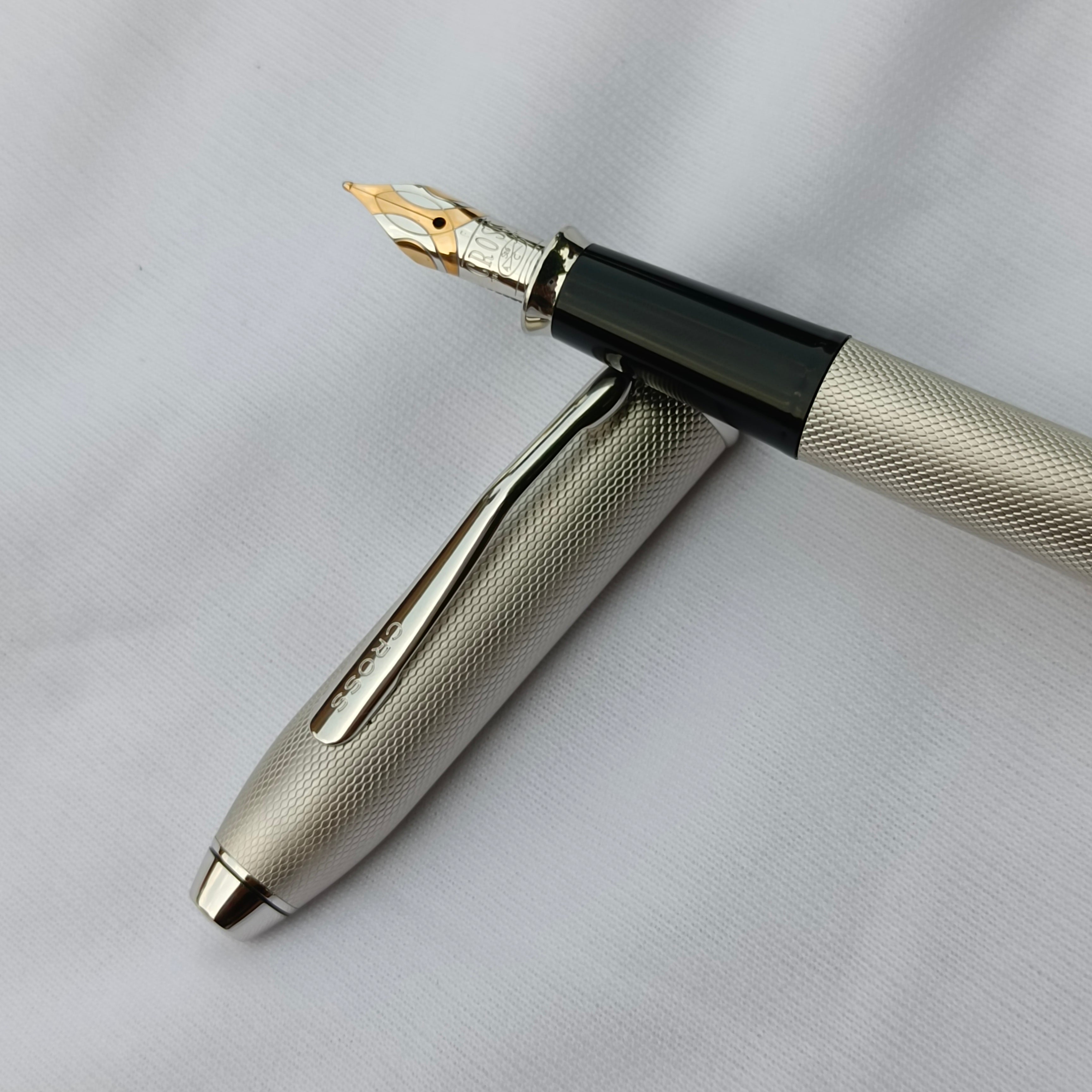 Cross Special Edition Brushed Platinum Plated Fountain Pen 18K Gold ni ...