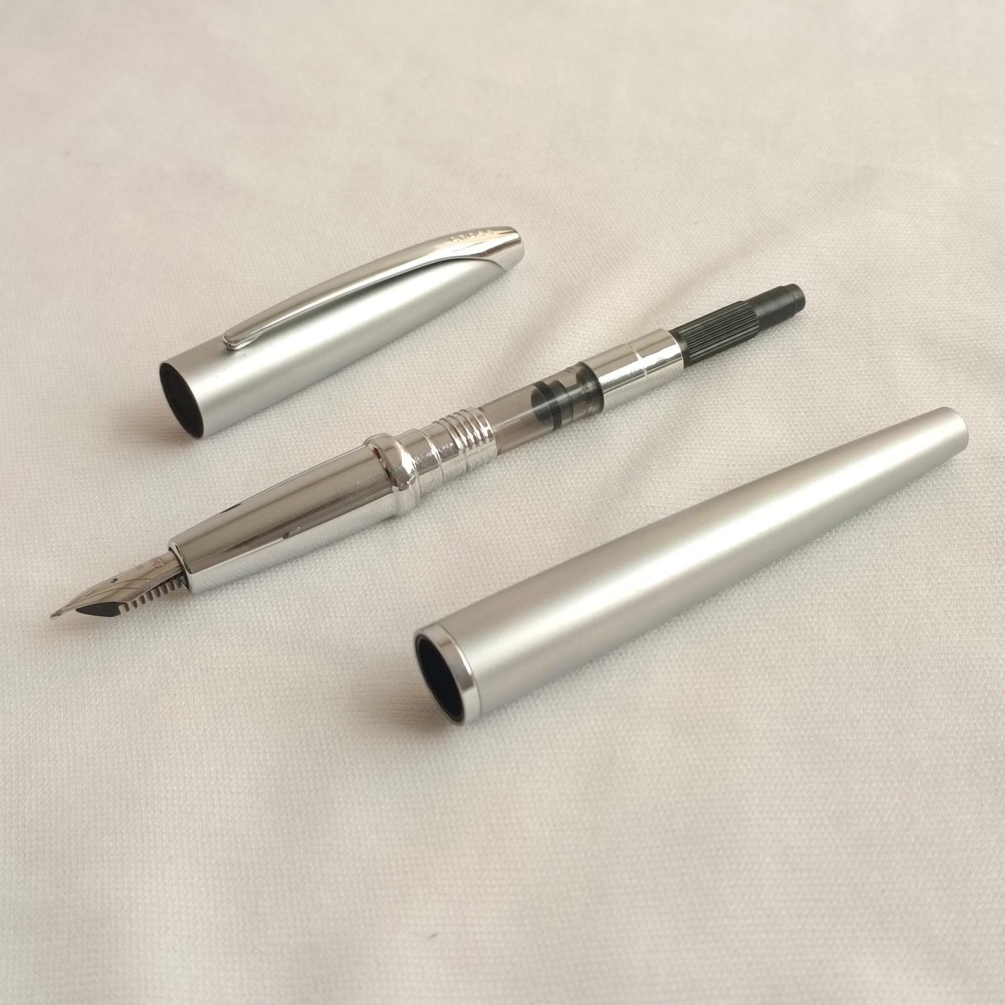 Cross ATX  Matte Chrome Fountain Pen Polished Chrome Appointments & Stainless Steel Nib
