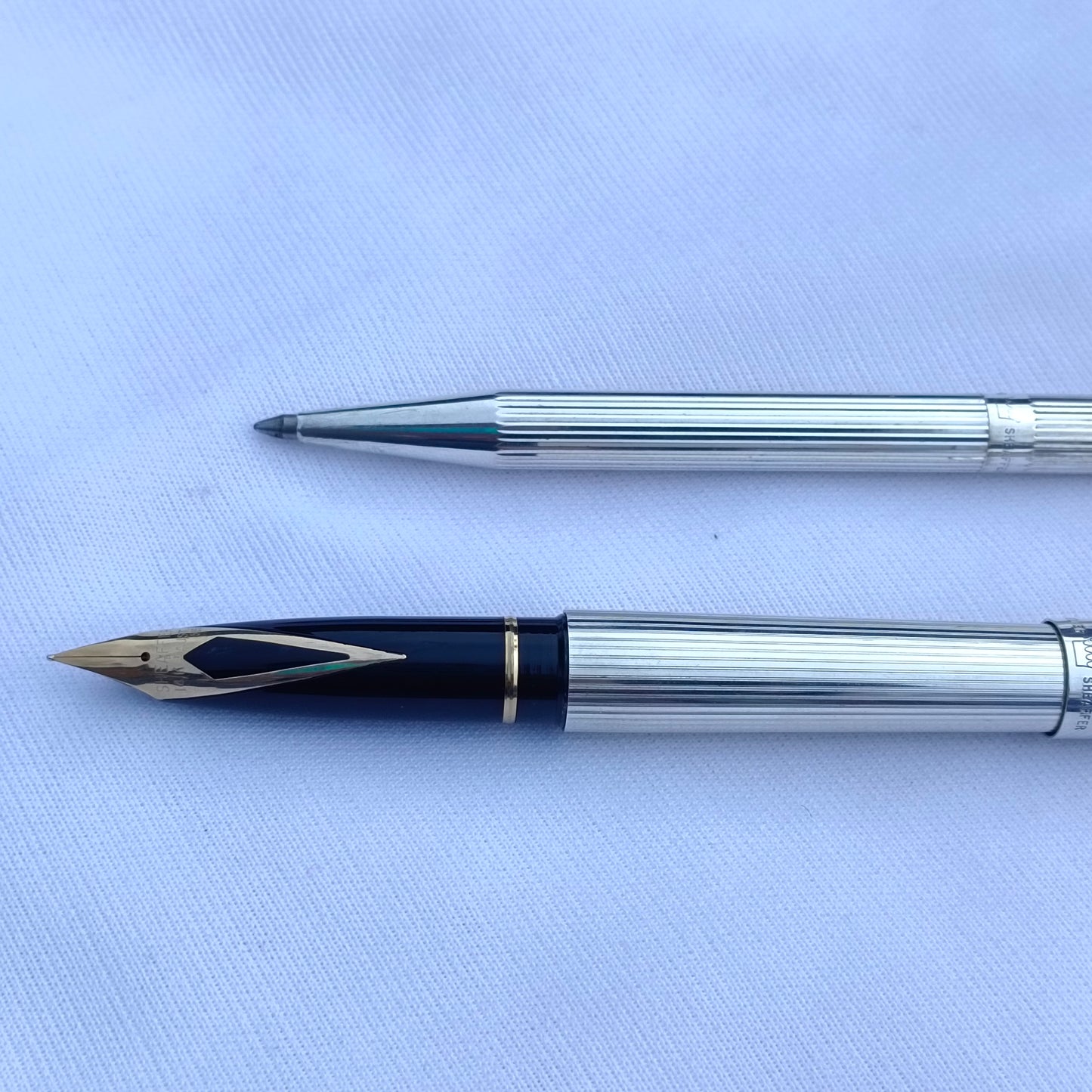 Sheaffer Targa Sterling Silver Fountain Pen & Ball Pen Set with 14kt Gold Nib